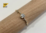 14K Solid Gold Ring, White Cubic Zirconia Ring