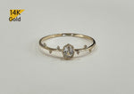 14K Solid Gold Ring, White Cubic Zirconia Ring