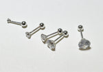 925 Sterling Silver White CZ 2,3,4,5,6, 7mm Piercing 21G 6,8mm Post Screw Back Silver CZ Stud