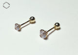 14K Solid Gold Black, White CZ 2,3,4,5,6mm/ 4-Prong Martini set with Screw- Barbell Ball Piercing 21G / 4,6,8mm Post