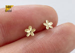 14K Solid Gold Shiny Flower Stud Earrings, Daisy Stud Yellow Gold Earrings - TGE40027