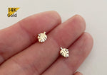 14K Solid Gold Monstera Plant Leaf Stud Earrings, Tropical Leaf Studs - TGE40018