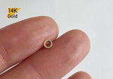 5mm Circle 14K Solid Gold Tiny Line Circle End Barbell Earring Piercing, 22G, * Natural Shape