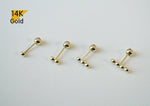 14K Solid Gold Tiny Hemisphere Ball Stud End Barbell Piercing, 22G - TGP4502