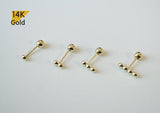 14K Solid Gold Tiny Hemisphere Ball Stud End Barbell Piercing, 22G - TGP4502