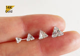 14K Solid Gold Yellow Gold Triangle white CZ Earrings - TGE42005