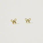 10K Solid Gold Tiny Butterfly Knot Stud Earrings, Ribbon Real Gold - TGE045