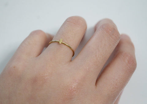 14K Gold Ring, Cross Ring, Modern Ring - TGR006