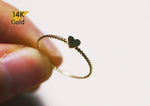 14K Gold Ring, Twist Ring, Heart ring, Solid Gold, Thin Ring, Bridesmaid Ring Jewelry - TGR002