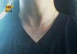 14K Solid Gold Thin Necklace, Thin Chain