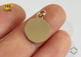 14K Solid Gold Engravable Disc Pendant, Mini Disc Pendant Size 11.5mm