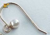 14K Solid Gold Natural Real Pearl Dangle Earrings Earrings, 3mm,4mm,5mm