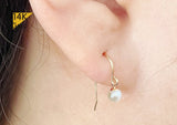 14K Solid Gold Natural Real Pearl Dangle Earrings Earrings, 3mm,4mm,5mm