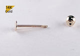 14K Solid Gold Thin Circle 3, 4mm Piercing 21G, 4,6,8mm Post / Barbell Screw Ending Ball