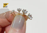 14K Solid Gold White CZ 6 Prong Martini Earrings, 2mm, 3mm, 4mm, 5mm, 6mm - TGE42003
