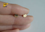 14K Solid Gold Stud Earrings, Cat Studs - TGE40009