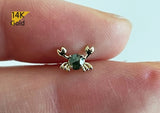 14K Solid Gold Crab Rough Diamond Barbell Piercing, 22G, 6mm Post