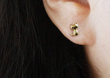 10K Solid Gold Tiny Cat With Black Eye Stud Earrings - TGE122