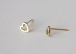 10K Solid Gold Tiny Heart Cubic Zirconia Stud Earrings - TGE116