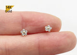 14K Solid Gold Stud Earrings, Cubic Zirconia Daisy Earrings, Cubic Zirconia Flower Earrings - TGE40025