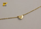 14K Solid Gold Necklace Tiny Heart Pendant Yellow Gold Chain - TGN101