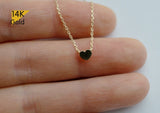 14K Solid Gold Necklace Tiny Heart Pendant Yellow Gold Chain - TGN101