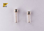 14K Solid Gold Thin Circle 3, 4mm Piercing 21G, 4,6,8mm Post / Barbell Screw Ending Ball