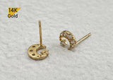 14K Solid Gold Tiny CZ Moon Star Stud Earrings, Tiny Stud Yellow Gold Earrings - TGE40022