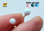 14K Solid Gold Opal Ball 4,5mm Piercing 21G, 4,6,8mm Post