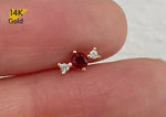 14K Solid Gold Cubic Zirconia Ice Cream, Cocktail, Candy, Magic Wand Heart Pink Ribbon Ball Stud End Barbell Piercing, 20G