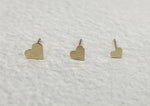 10K Gold Tiny Heart Stud Earrings, Solid Gold, 10k Real Gold - TGE033