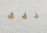 10K Gold Tiny Heart Stud Earrings, Solid Gold, 10k Real Gold - TGE033