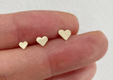 10K Gold Tiny Heart Stud Earrings, Solid Gold, 10k Real Gold - TGE033