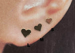 10K Gold Tiny Heart Stud Earrings, Solid Gold, 10k Real Gold - TGE033