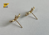 14K Solid Gold Stud Earrings, Cubic Zirconia Daisy Earrings, CZ Flower Real gold Earrings