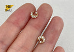 14K Solid Gold Tiny CZ Moon Star Stud Earrings, Tiny Stud Yellow Gold Earrings - TGE40022