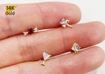 14K Solid Gold Cubic Zirconia Ice Cream, Cocktail, Candy, Magic Wand Heart Pink Ribbon Ball Stud End Barbell Piercing, 20G