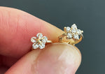 SINGLE - 10K Solid Gold Tiny cz Flower Hoop Helix Tragus Cartilage Ear Piercing Earring