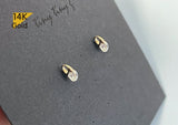 Black Friday SALE 14K Solid Gold Stud Earrings, Cubic Zirconia Earrings