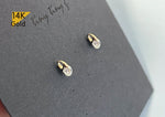 14K Solid Gold Stud Earrings, Cubic Zirconia Earrings