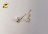 14K Solid Gold Stud Earrings, Cubic Zirconia Earrings