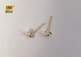 Black Friday SALE 14K Solid Gold Stud Earrings, Cubic Zirconia Earrings