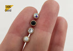 14K Solid Gold Cubic Zirconia, Onyx, Aurora Borealis, Opal 2,3 mm Piercing 21G, 4 6 8 mm Post