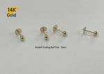 14K Solid Gold Cubic Zirconia, Onyx, Aurora Borealis, Opal 2,3 mm Piercing 21G, 4 6 8 mm Post