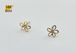 14K Solid Gold Stud Earrings, Cubic Zirconia Daisy Earrings, Cubic Zirconia Flower Earrings