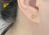 14K Solid Gold Stud Earrings, Cubic Zirconia Daisy Earrings, Cubic Zirconia Flower Earrings