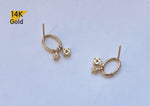 14K Solid Gold CZ Dangle Earrings