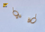 14K Solid Gold CZ Dangle Earrings