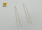 14K Solid Gold Threader Earring, Thin Chain Earring