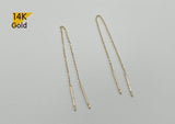 14K Solid Gold Threader Earring, Thin Chain Earring